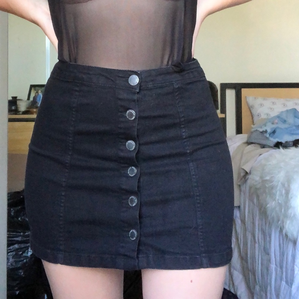 Boohoo Black Stretchy Denim Skirt